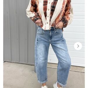 Risen Women's Barrel Jeans super soft and lots of stretch